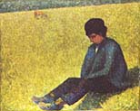 Boy Sitting on a Lawn